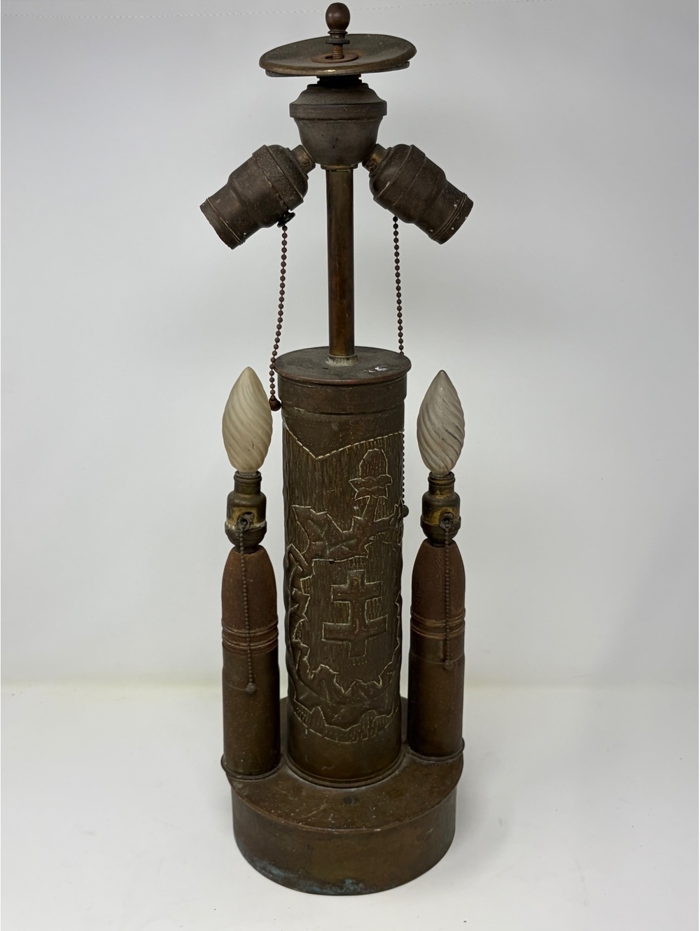 Vintage trench art brass lamp ww2 military veteran decor